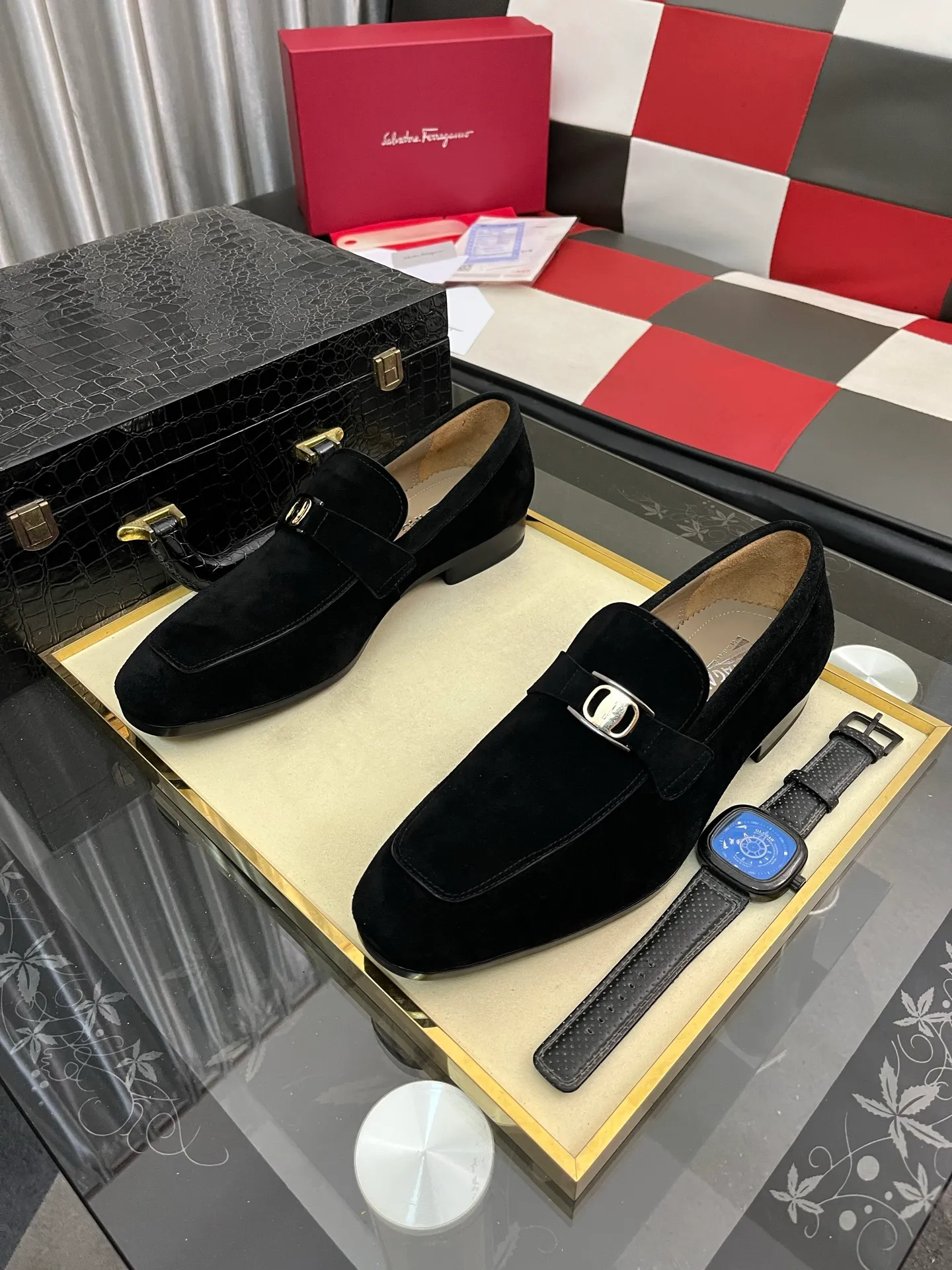 Men's shoes 💰: 600⌚️⌚️【Salvatore Ferragamo】Ferragamo business leather shoes, 1:1 top purchasing quality, imported selected original calfskin for the uppers, imported original water-dyed cowhide for the inner feet, imported original 1:1 customized Italian handmade lightweight foam outsole, code number: 38-44 (45 custom-made)